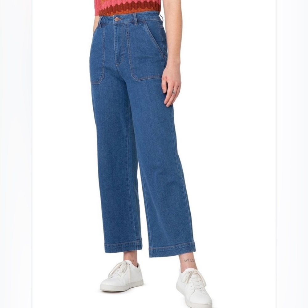 TOMMY Hilfiger Women's High-Rise Wide-Leg Ankle Jeans. Size S.